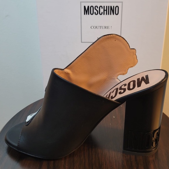 Moschino Black and White Illustration Face Sandal Heels EU 40 | US 10 - Picture 6 of 6